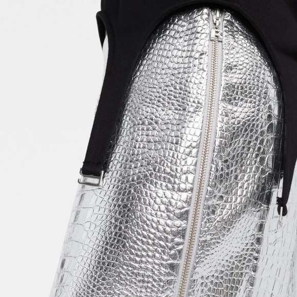 ROTATE Birger Christensen Metallic Croc-Effect Leather Mini Skirt - Picture 12 of 12